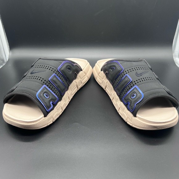 Nike Air More Uptempo Slide Sandals Black/Multi-Color/Sand Drift/Clear - Picture 5 of 7